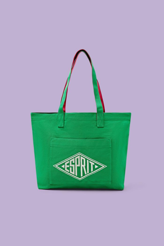 Tote Bag con logo in canvas, GREEN, detail image number 0