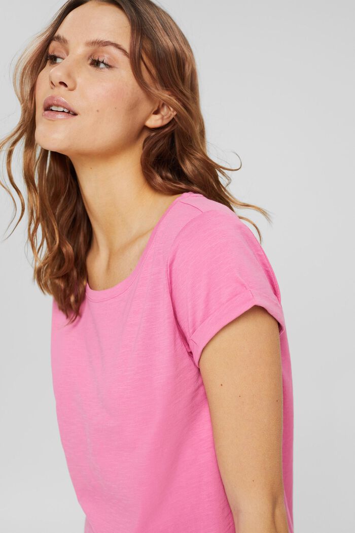 T-shirt in 100% cotone biologico, PINK, overview