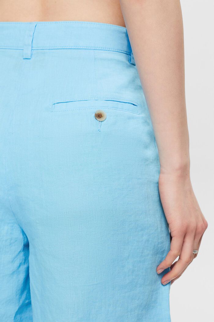 Pantaloncini in lino con risvolto, LIGHT TURQUOISE, detail image number 3