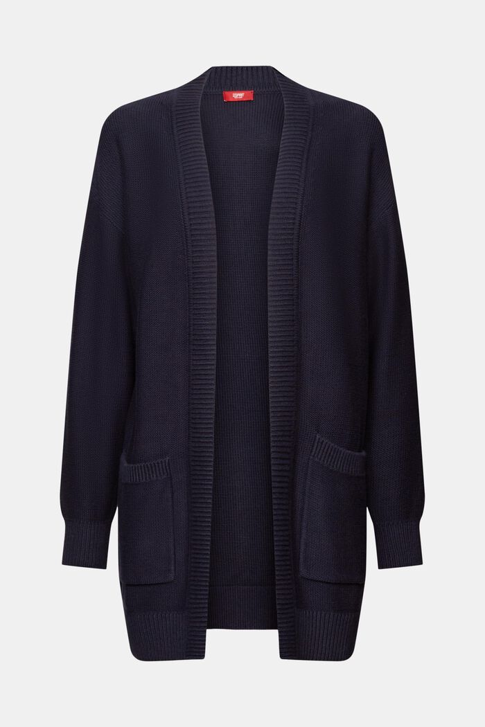 Cardigan lungo aperto, 100% cotone, NAVY, detail image number 6