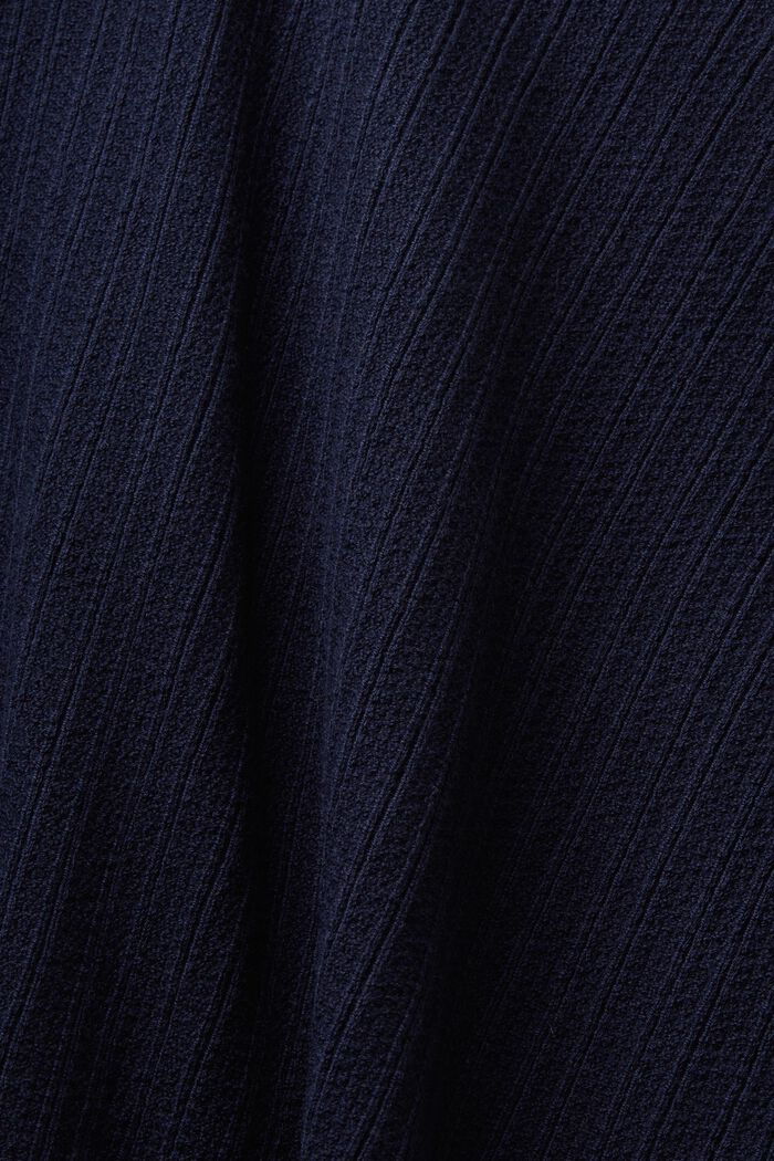 Pullover in maglia a coste con cappuccio e zip, NAVY, detail image number 4