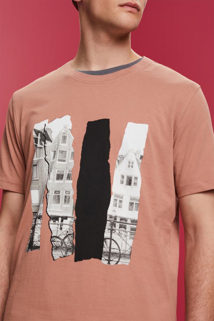 T-shirt girocollo con stampa, 100% cotone, DARK OLD PINK, detail image number 2
