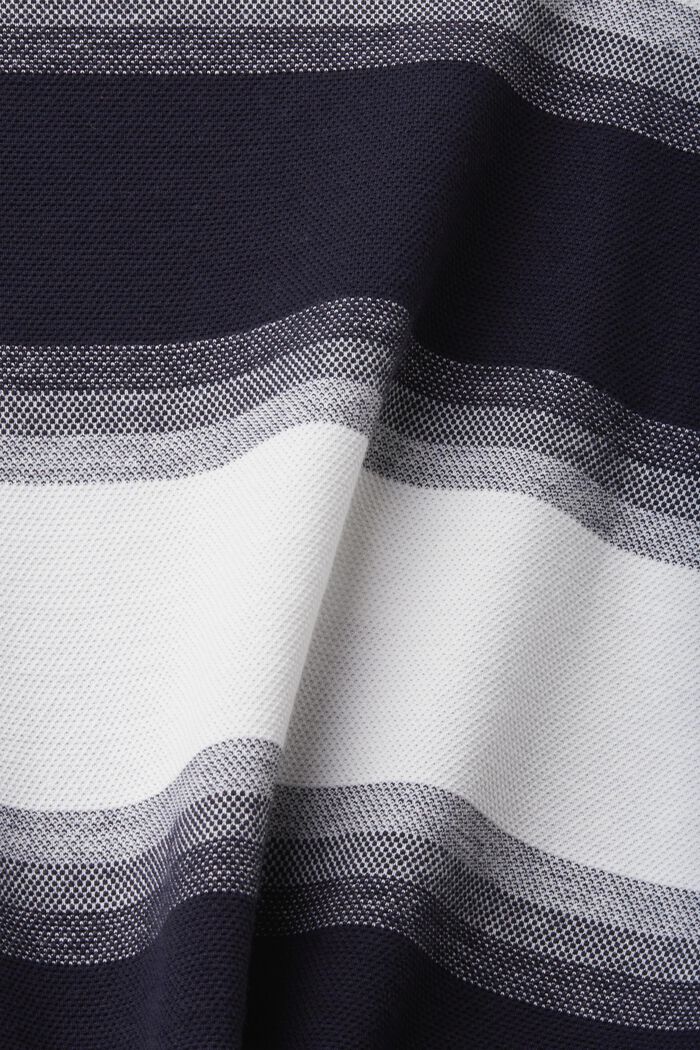 T-shirt a righe in piqué di cotone, NAVY, detail image number 4