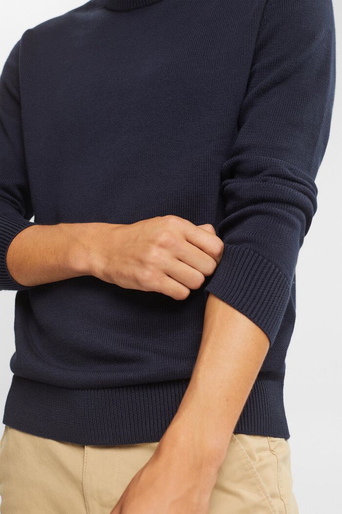 Pullover a maglia in cotone sostenibile, NAVY, detail image number 0