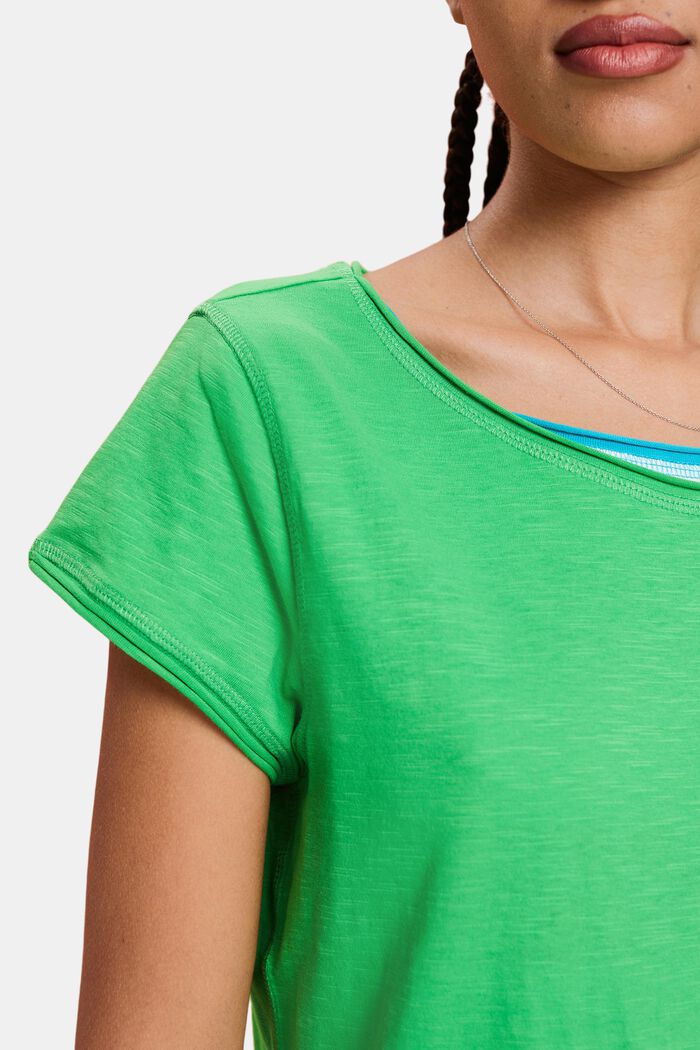 T-shirt in cotone fiammato, GREEN, detail image number 3