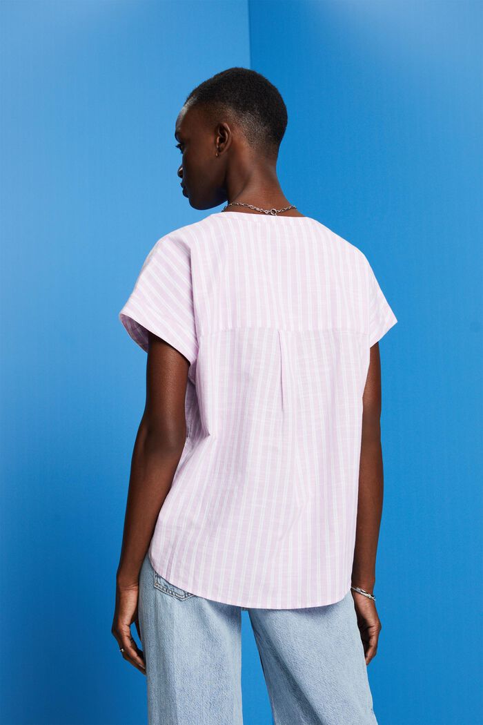Blusa a righe di cotone, LILAC, detail image number 3