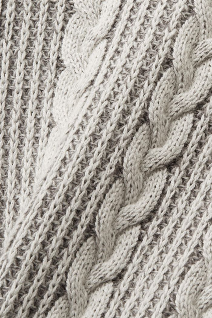 Pullover a girocollo in maglia intrecciata, BROWN GREY, detail image number 6