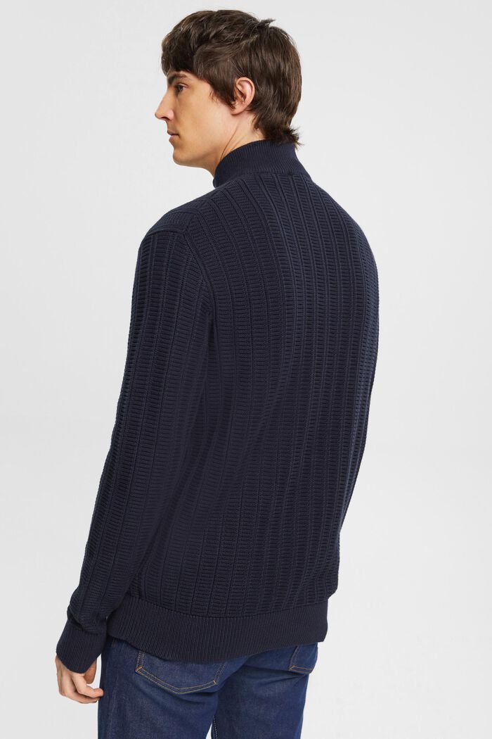 Pullover in maglia larga con zip di media lunghezza, NAVY, detail image number 3
