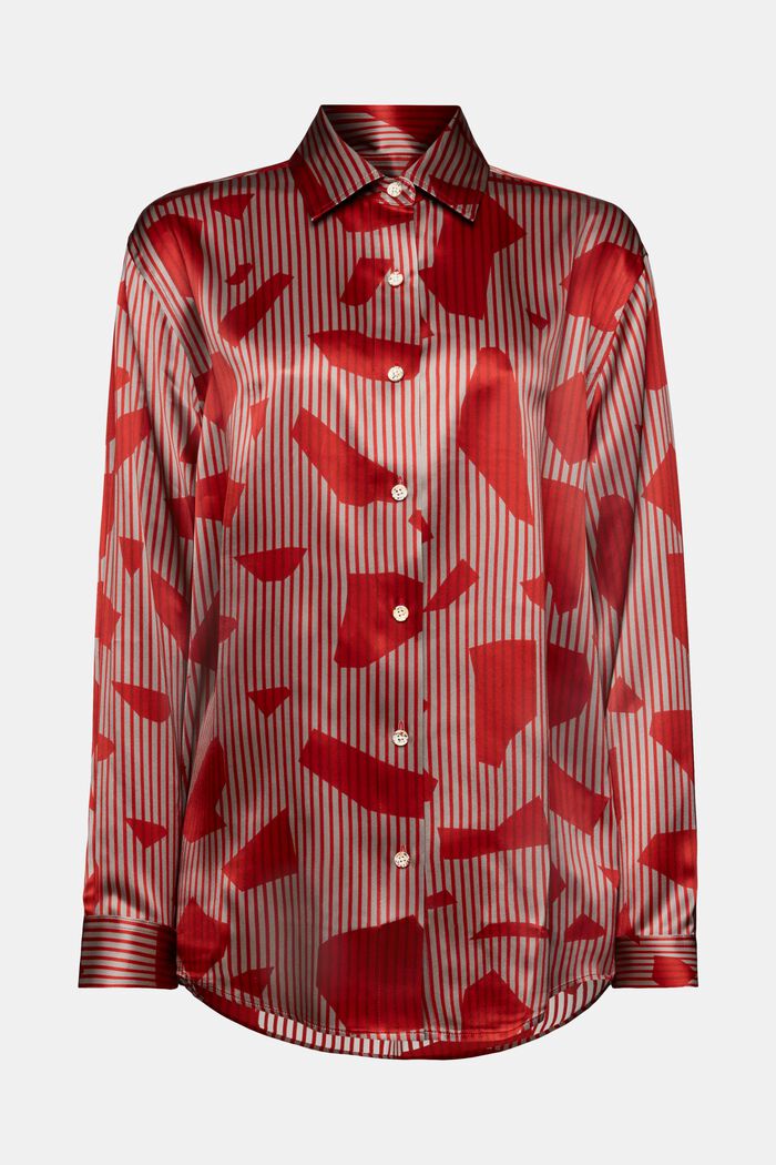 Camicia con bottoni in seta stampata, DARK RED, detail image number 6