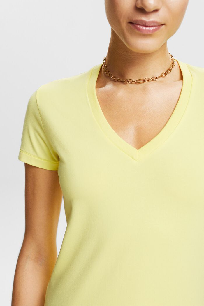 T-shirt in jersey con scollo a V, PASTEL YELLOW, detail image number 3