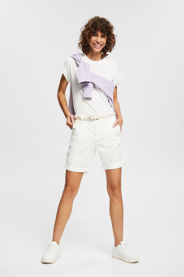 Shorts con cintura intrecciata, WHITE, detail image number 1