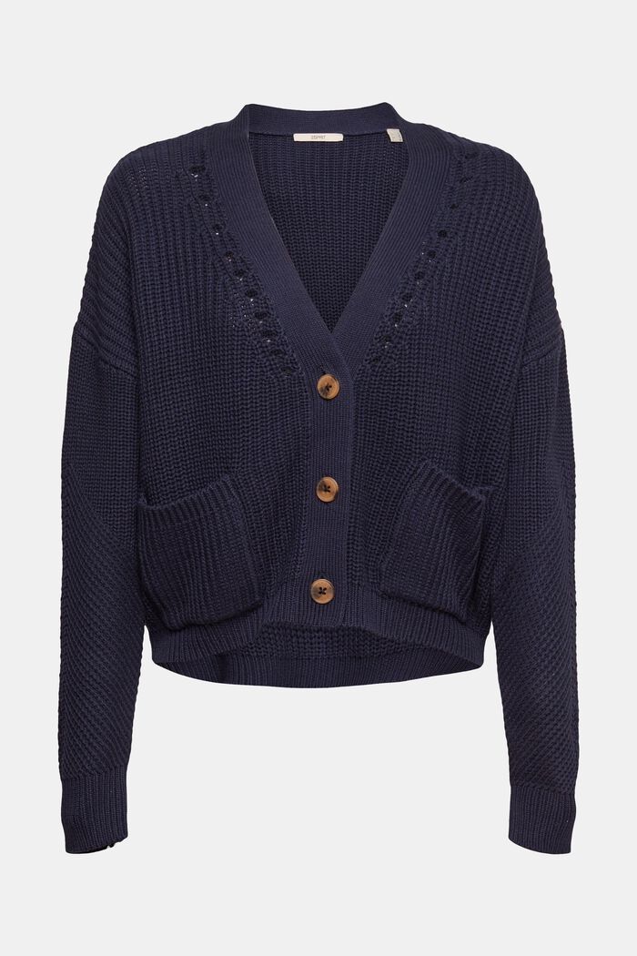 Cardigan a maglia larga in misto cotone, NAVY, detail image number 2