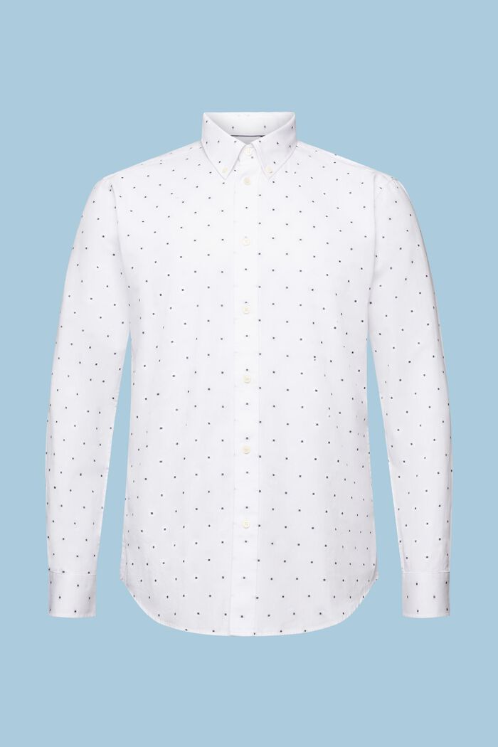 Camicia slim fit in cotone ricamato, WHITE, detail image number 7