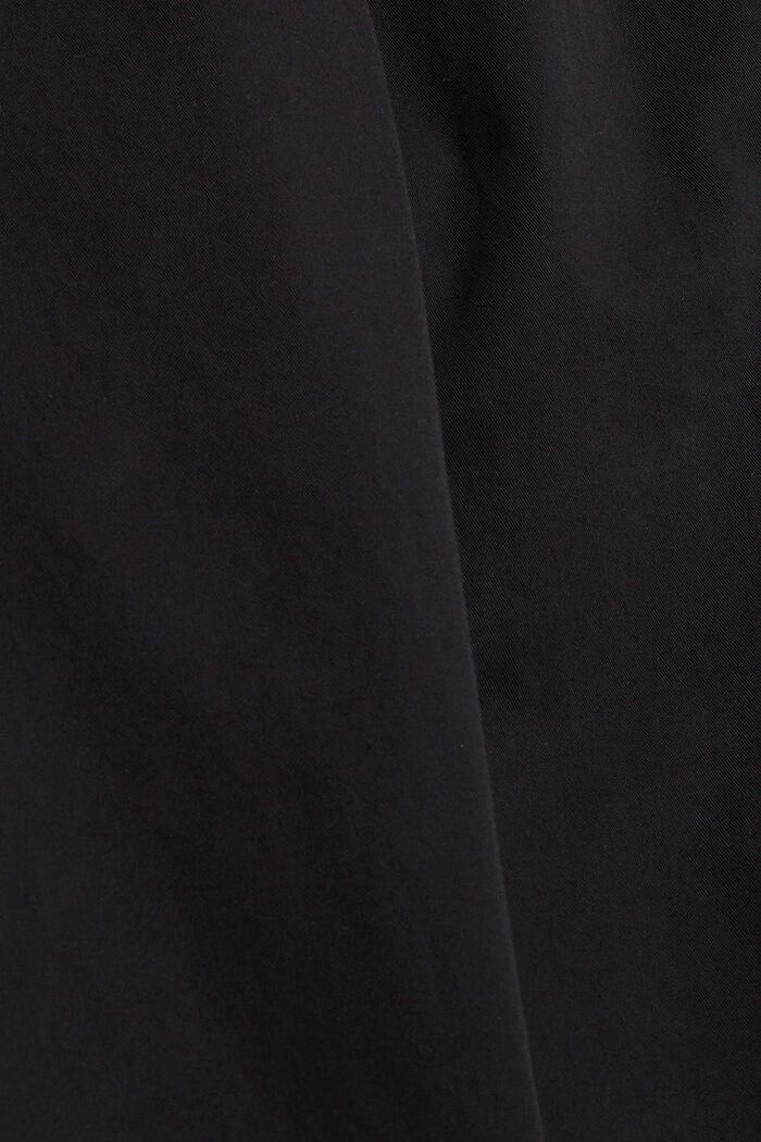 Pantaloni con pieghe in vita e cintura, cotone Pima, BLACK, detail image number 1