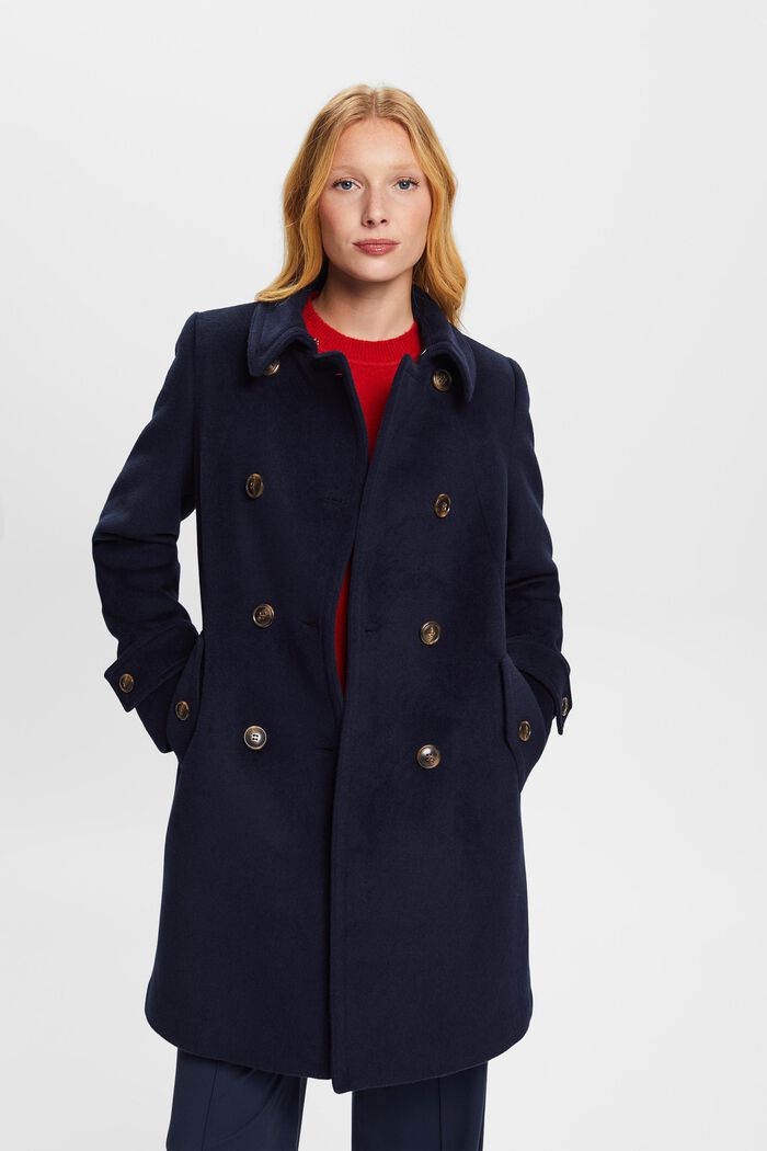 In materiale riciclato: Cappotto con lana, NAVY, detail image number 0