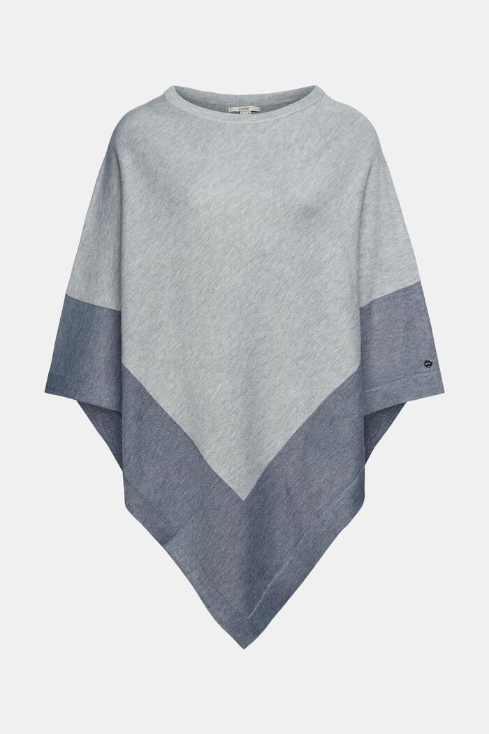Poncho con righe a contrasto, GREY, detail image number 0