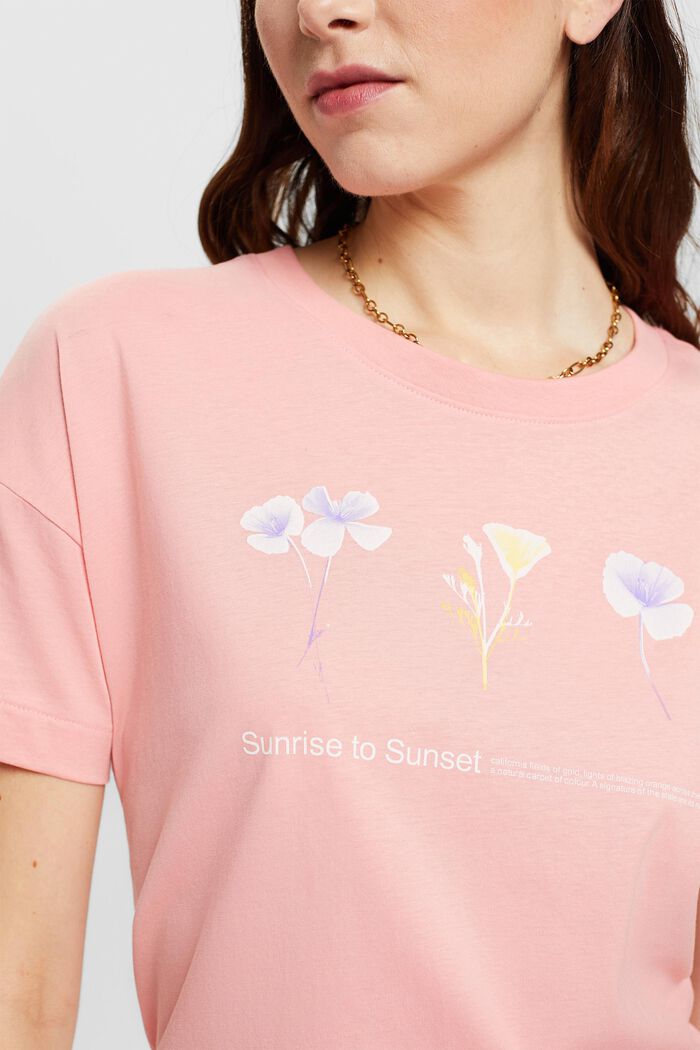 T-shirt con stampa floreale sul petto, PINK, detail image number 4