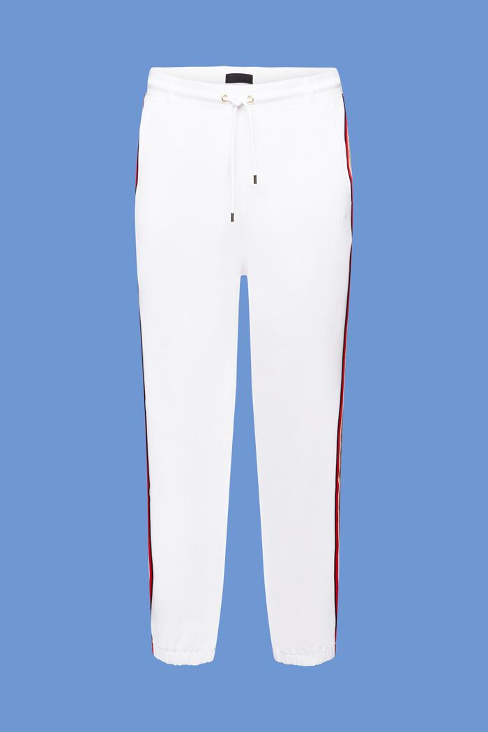 Pantaloni sportivi a righe in cotone, WHITE, detail image number 6