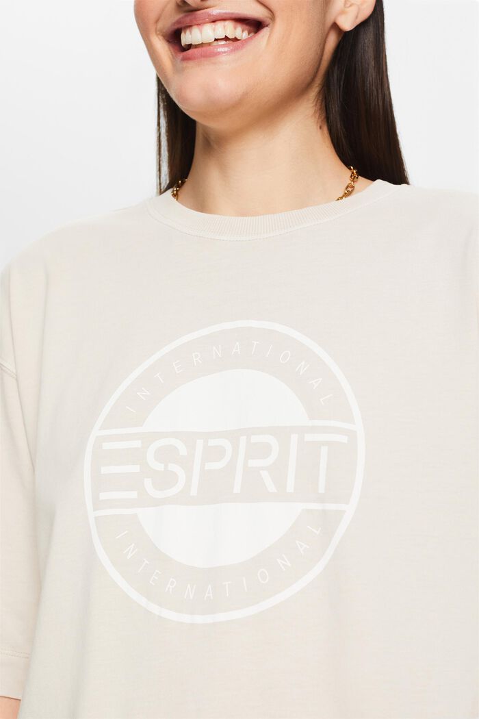 T-shirt in jersey di cotone con logo, LIGHT BEIGE, detail image number 2