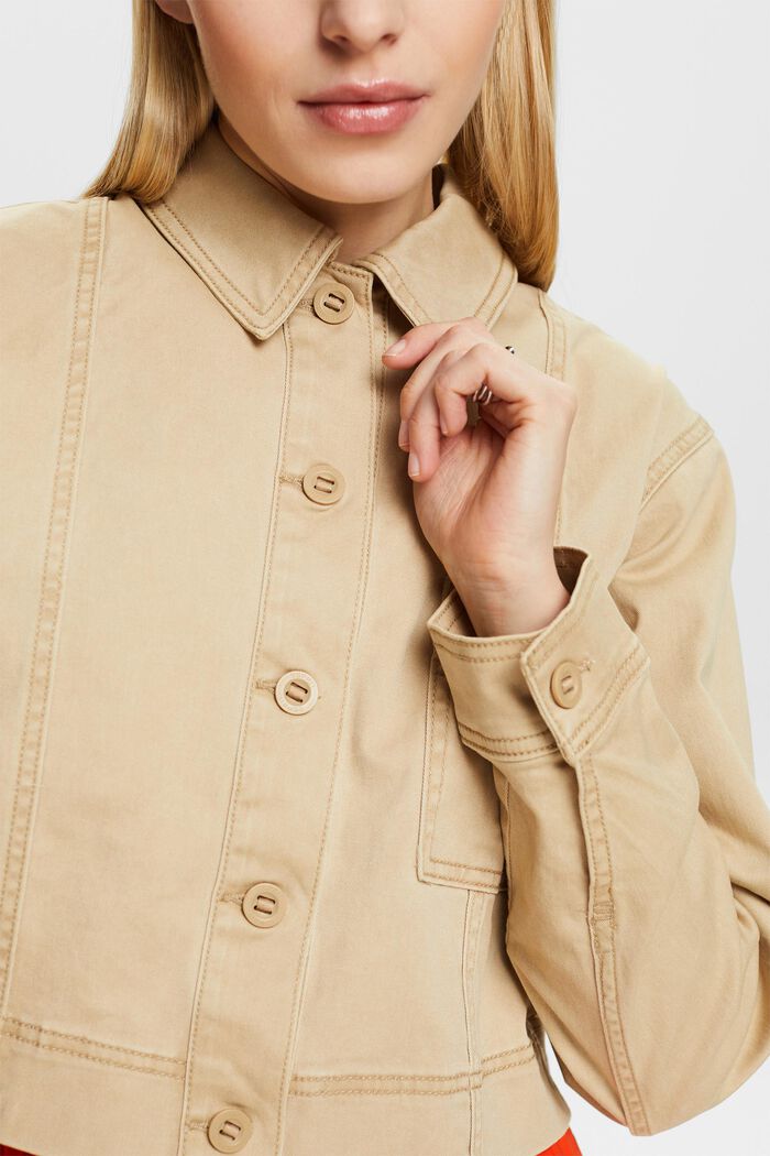 Giacca cropped in twill di cotone, BEIGE, detail image number 2