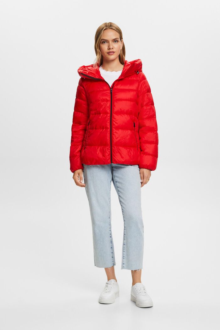 Riciclato: giacca in piumino con cappuccio, RED, detail image number 4