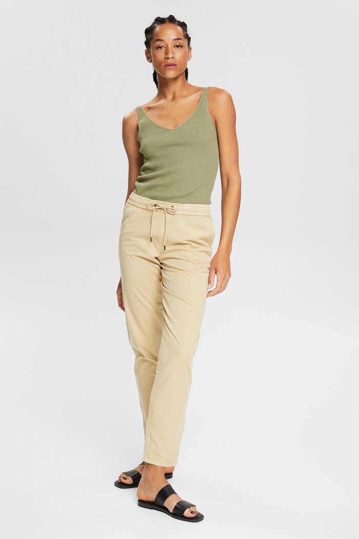 Pantaloni con coulisse e cordoncino in cotone Pima, SAND, detail image number 6