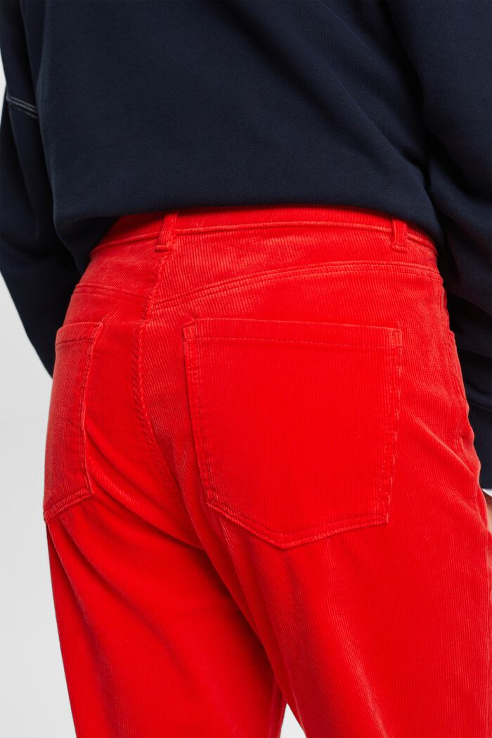 Pantaloni in fine velluto Straight Fit a vita alta, RED, detail image number 4