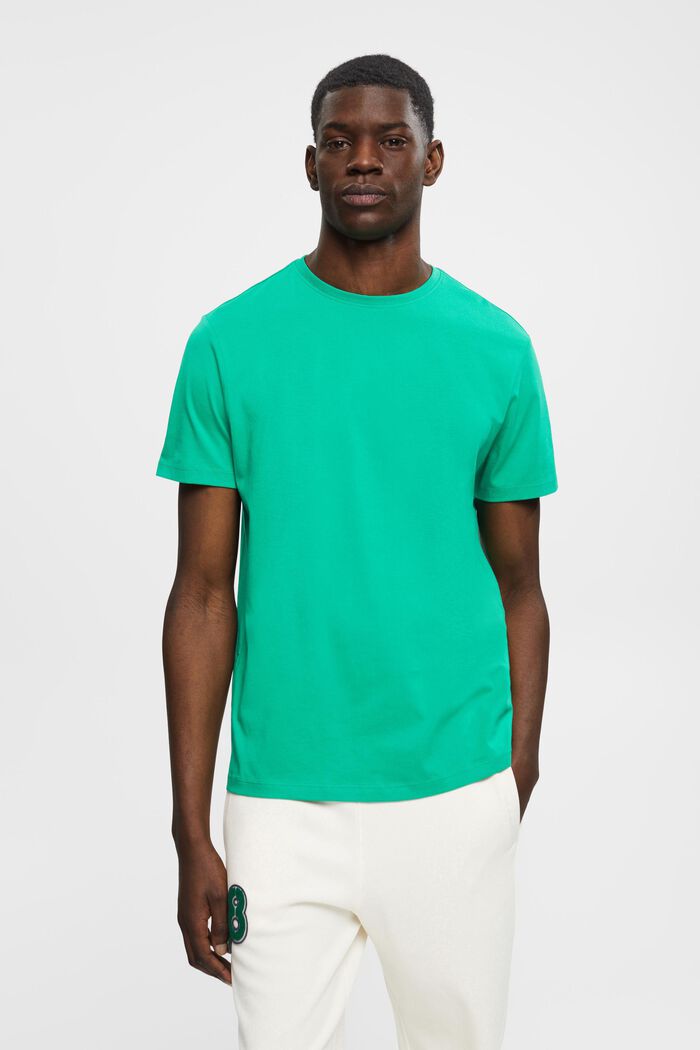 T-shirt slim fit in cotone Pima, GREEN, detail image number 0