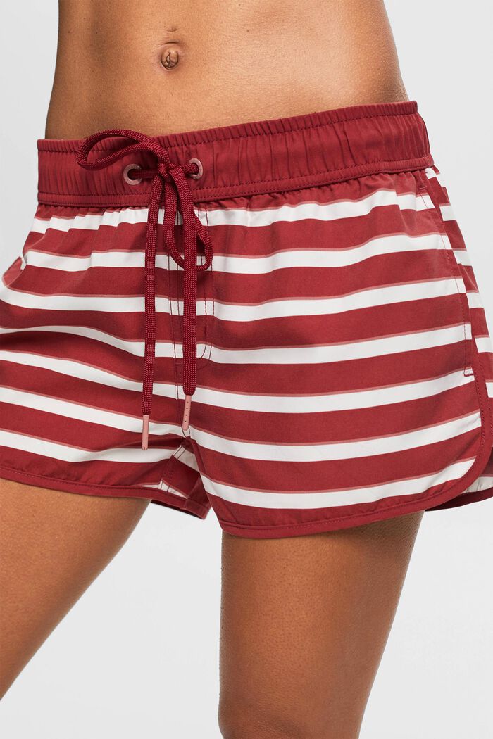 Shorts da spiaggia a righe, DARK RED, detail image number 1