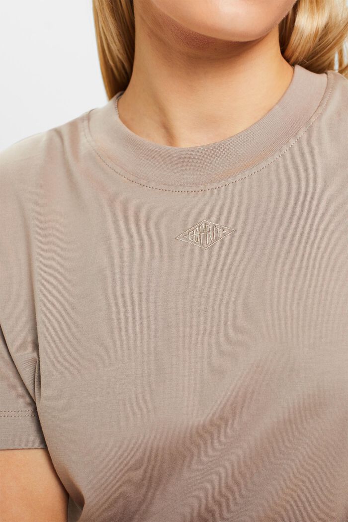 T-shirt in cotone Pima con logo ricamato, LIGHT TAUPE, detail image number 2