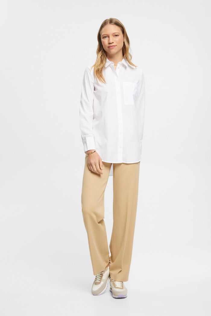 Blusa in cotone con una tasca, WHITE, detail image number 5