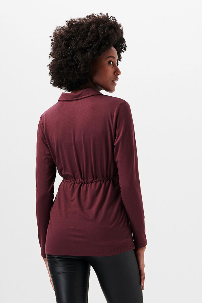 Blusa a maniche lunghe in jersey LENZING™ ECOVERO™, PLUM BROWN, detail image number 3