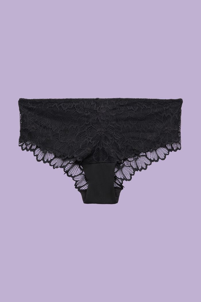Culotte alla brasiliana in pizzo floreale, BLACK, detail image number 0