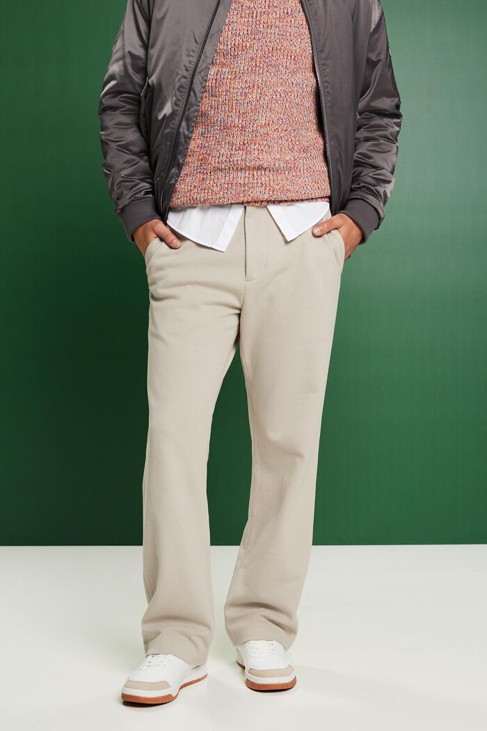 Pantaloni a maglia in jersey piqué, BEIGE, detail image number 0
