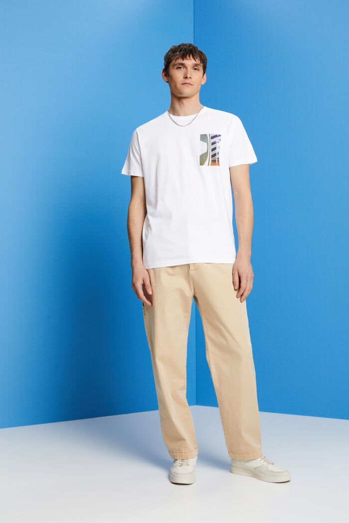 T-shirt girocollo, 100% cotone, WHITE, detail image number 4