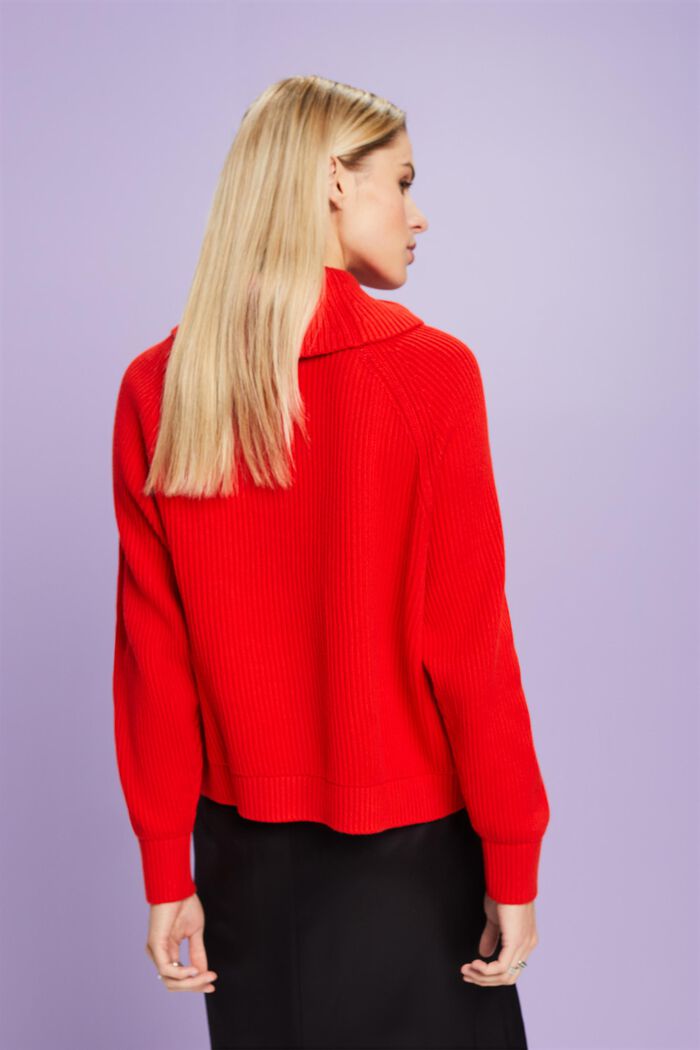 Cardigan con zip a coste, RED, detail image number 2