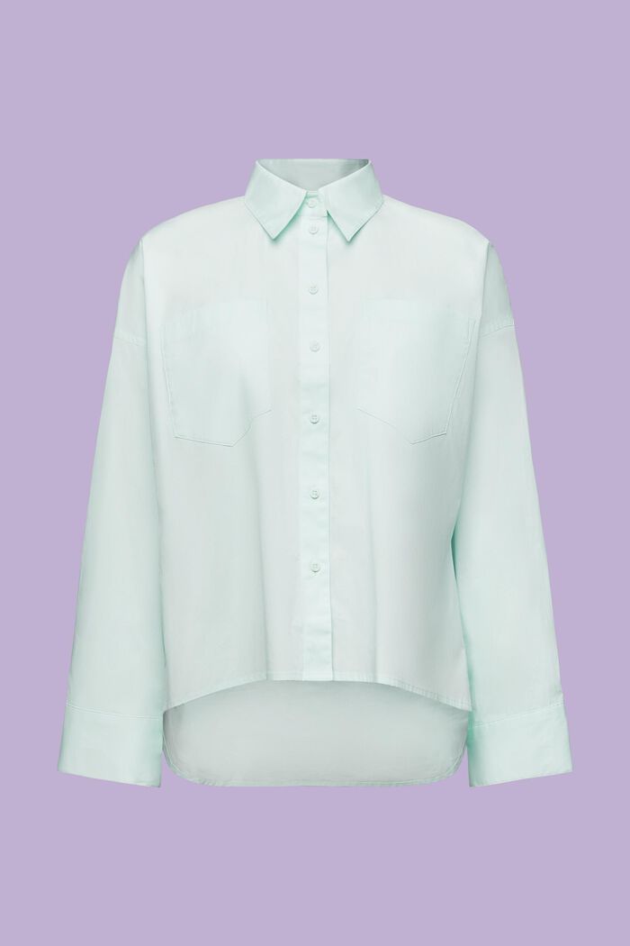 Camicia button-up in popeline di cotone, LIGHT AQUA GREEN, detail image number 5