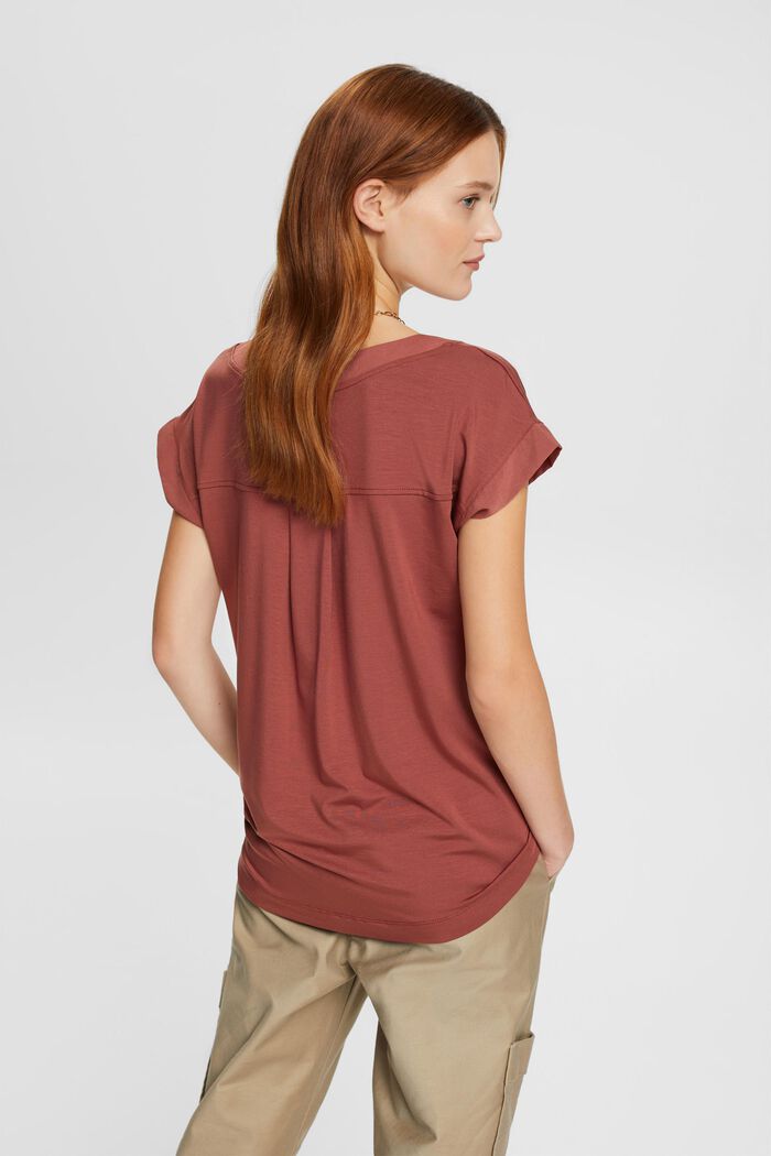 T-shirt con scollo a V, TENCEL™, RUST BROWN, detail image number 3