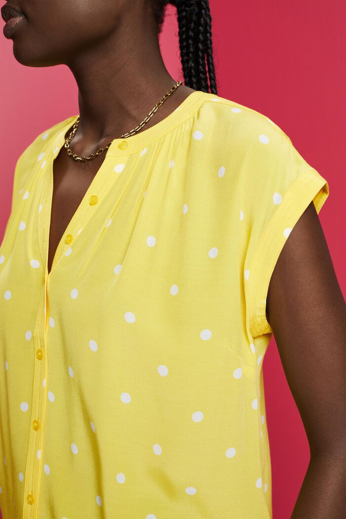 Blusa a maniche corte con stampa, LIGHT YELLOW, detail image number 2