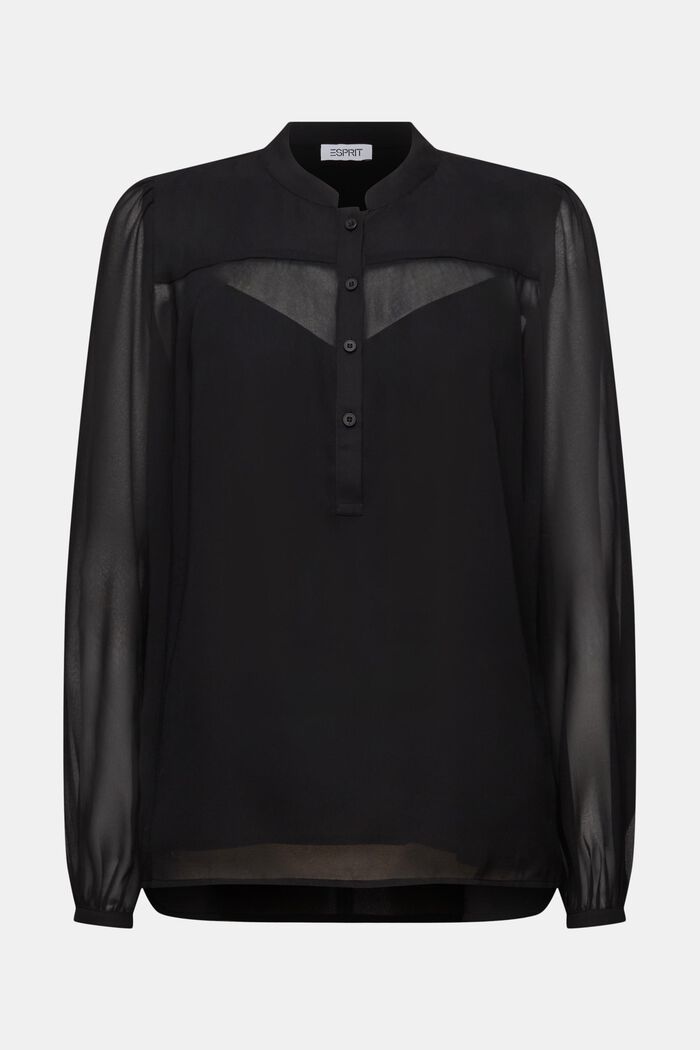 Blusa in chiffon con maniche lunghe, BLACK, detail image number 5