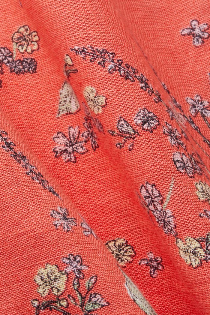 Blusa senza maniche in misto lino e cotone, CORAL ORANGE, detail image number 5