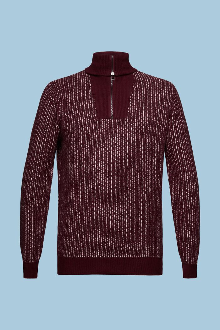Pullover troyer a manica lunga, BORDEAUX RED, detail image number 6
