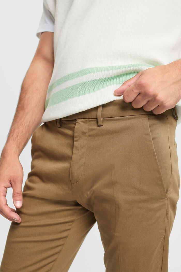 Pantaloni chino elasticizzati in cotone, BEIGE, detail image number 0