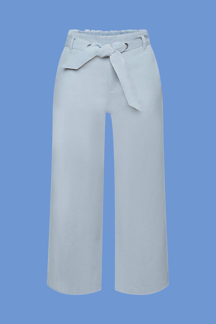 Culotte in lino e cotone con cintura, LIGHT BLUE LAVENDER, detail image number 7