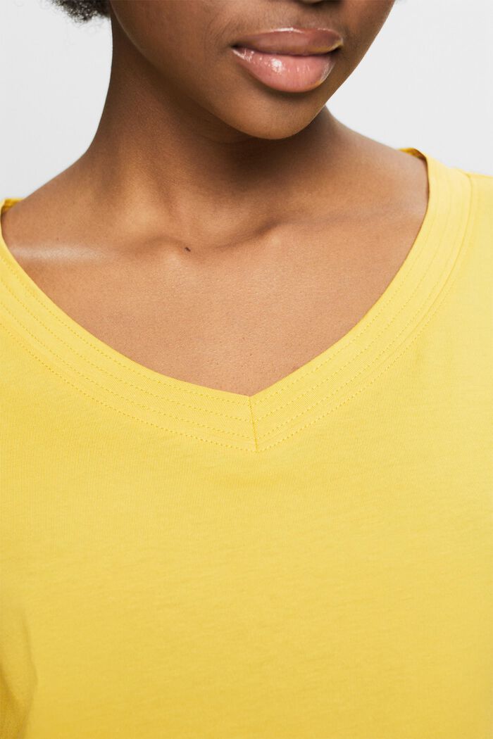 T-shirt con scollo a V, SUNFLOWER YELLOW, detail image number 3