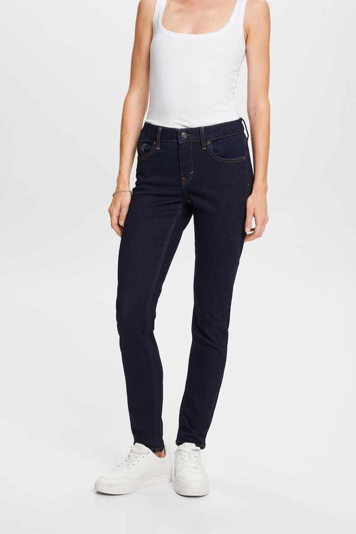 Riciclati: jeans Slim Fit stretch a vita media, BLUE RINSE, detail image number 0