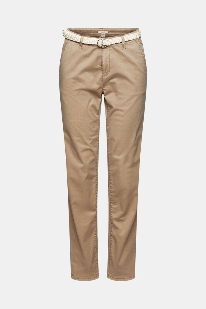 Pantaloni chino con cintura intrecciata, TAUPE, detail image number 2