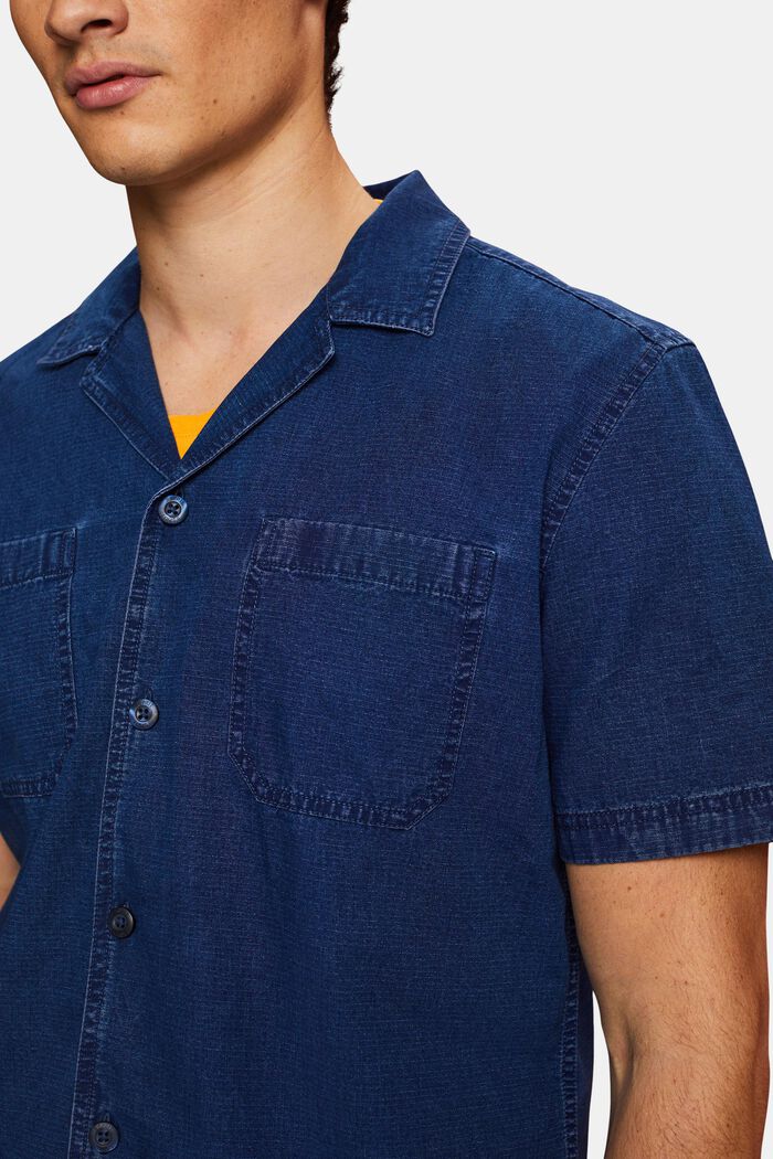 Camicia di jeans a maniche corte, 100% cotone, BLUE DARK WASHED, detail image number 2