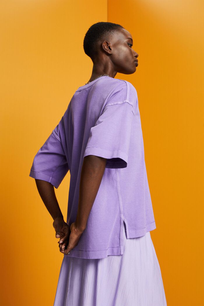 T-shirt in cotone oversize, PURPLE, detail image number 4