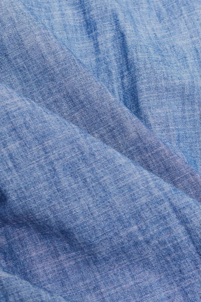 Camicia in chambray con colletto button down, BLUE MEDIUM WASHED, detail image number 6